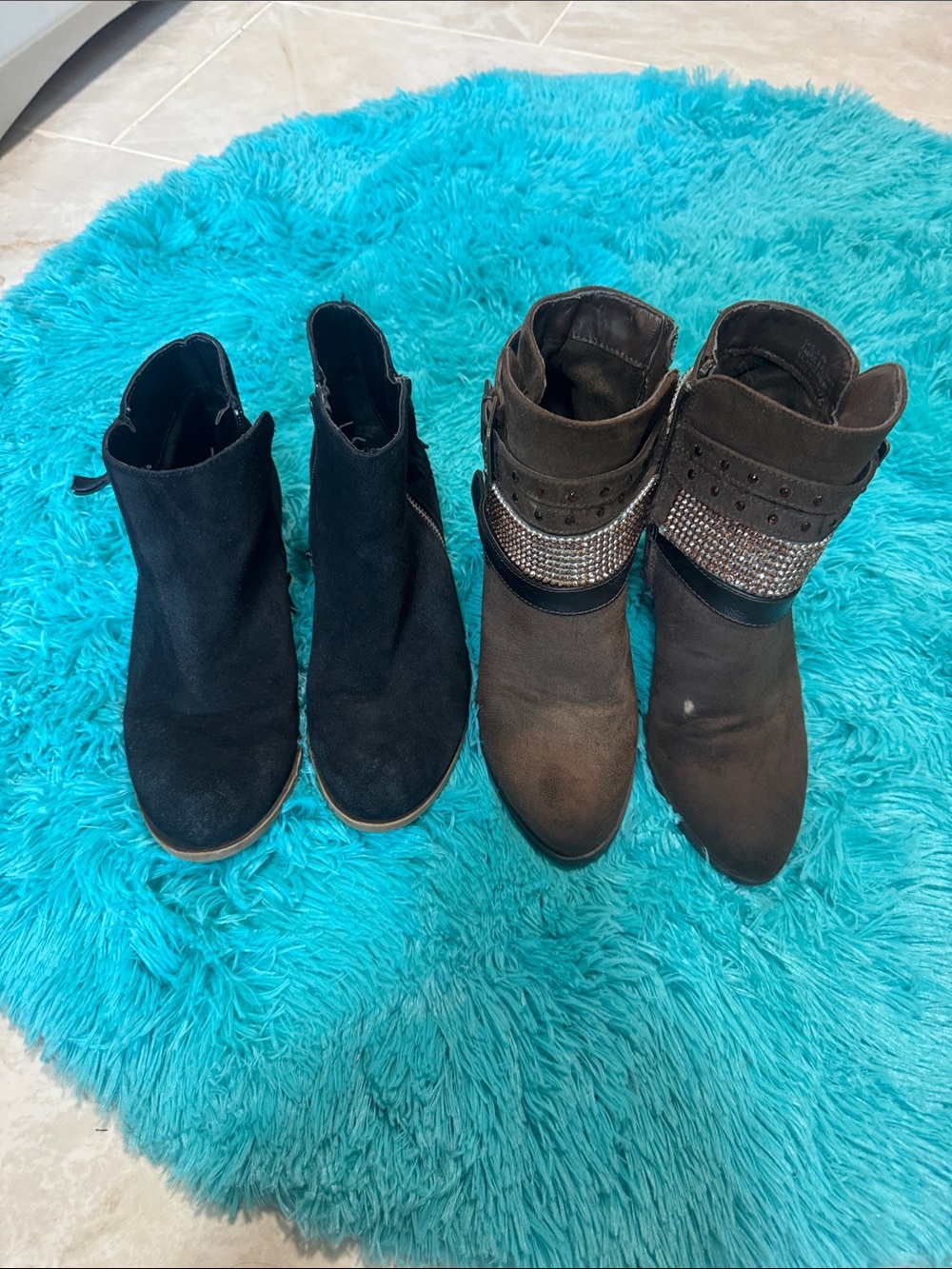 Black Suede Ankle Boots - Women's Fashion Booties